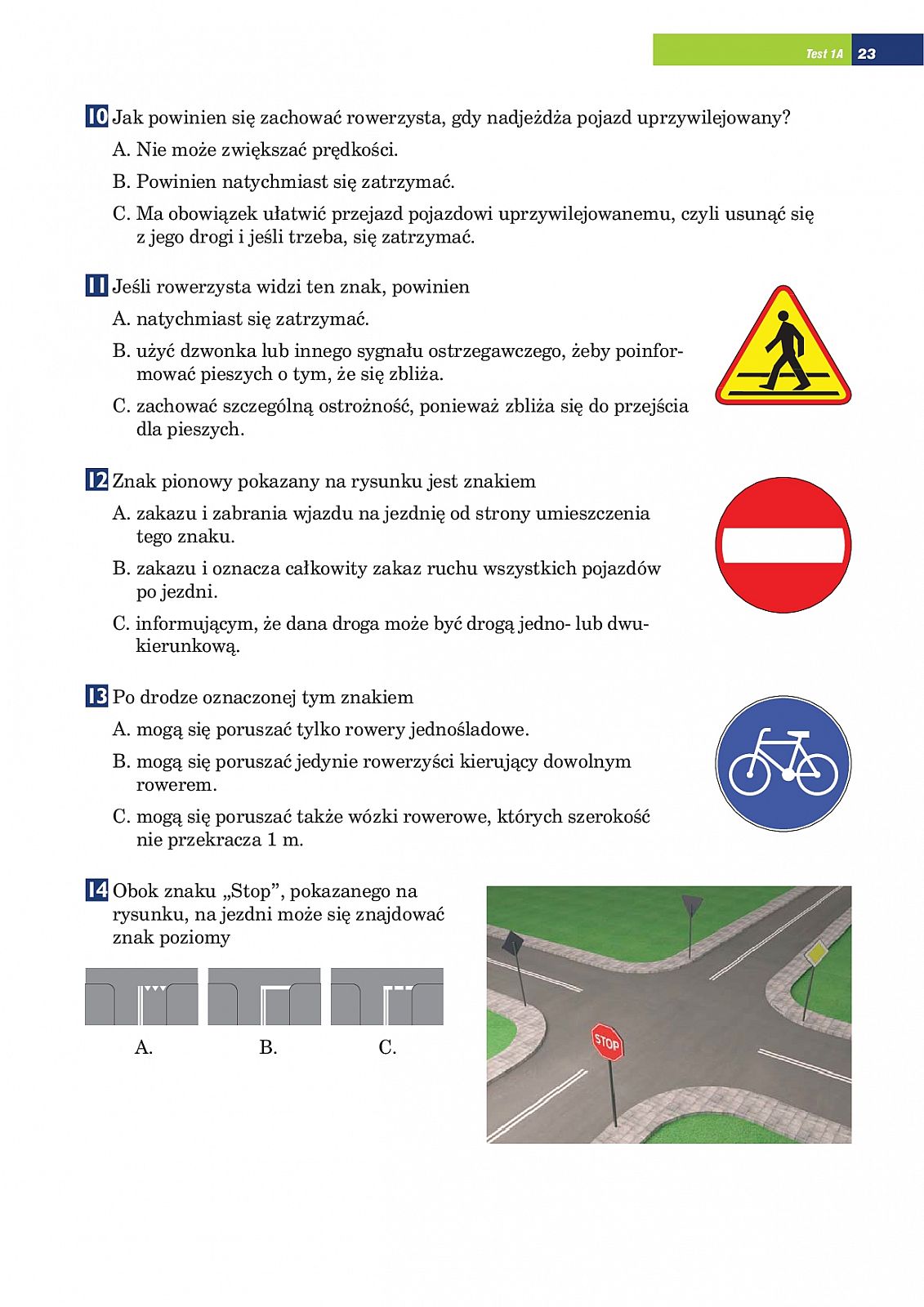 Testy Na Kartę Rowerową Quizy Przykładowy test na kartę rowerową - Szkolna 13